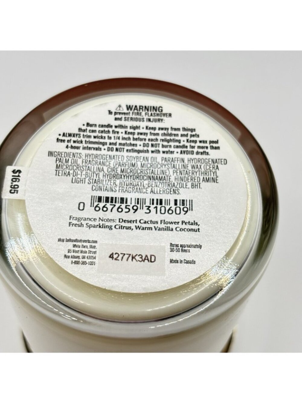 Bath & Body Works Cactus Blossom Single Wick Candle 8oz White Barn Coconut Jar - Picture 5 of 10